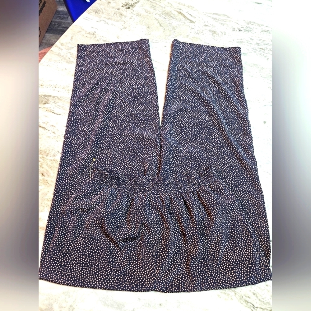 Alfred Dunner Navy Polka Dot Pull-On Wide Leg Pants Size 10